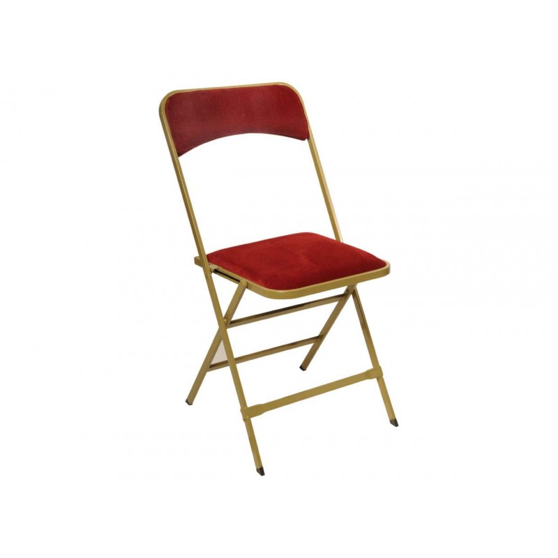 chaise pliante velours idéale pour vos séminaires ou cérémonies sur thème rouge